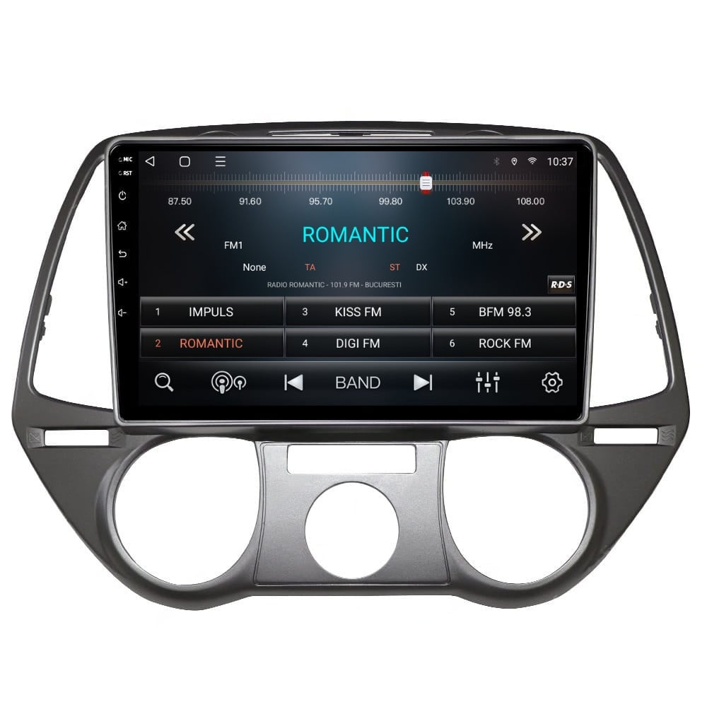 Navigatie dedicata cu Android Hyundai i20 2008 - 2012, clima manuala, 2GB RAM, Radio GPS Dual Zone, Display HD QLED 9