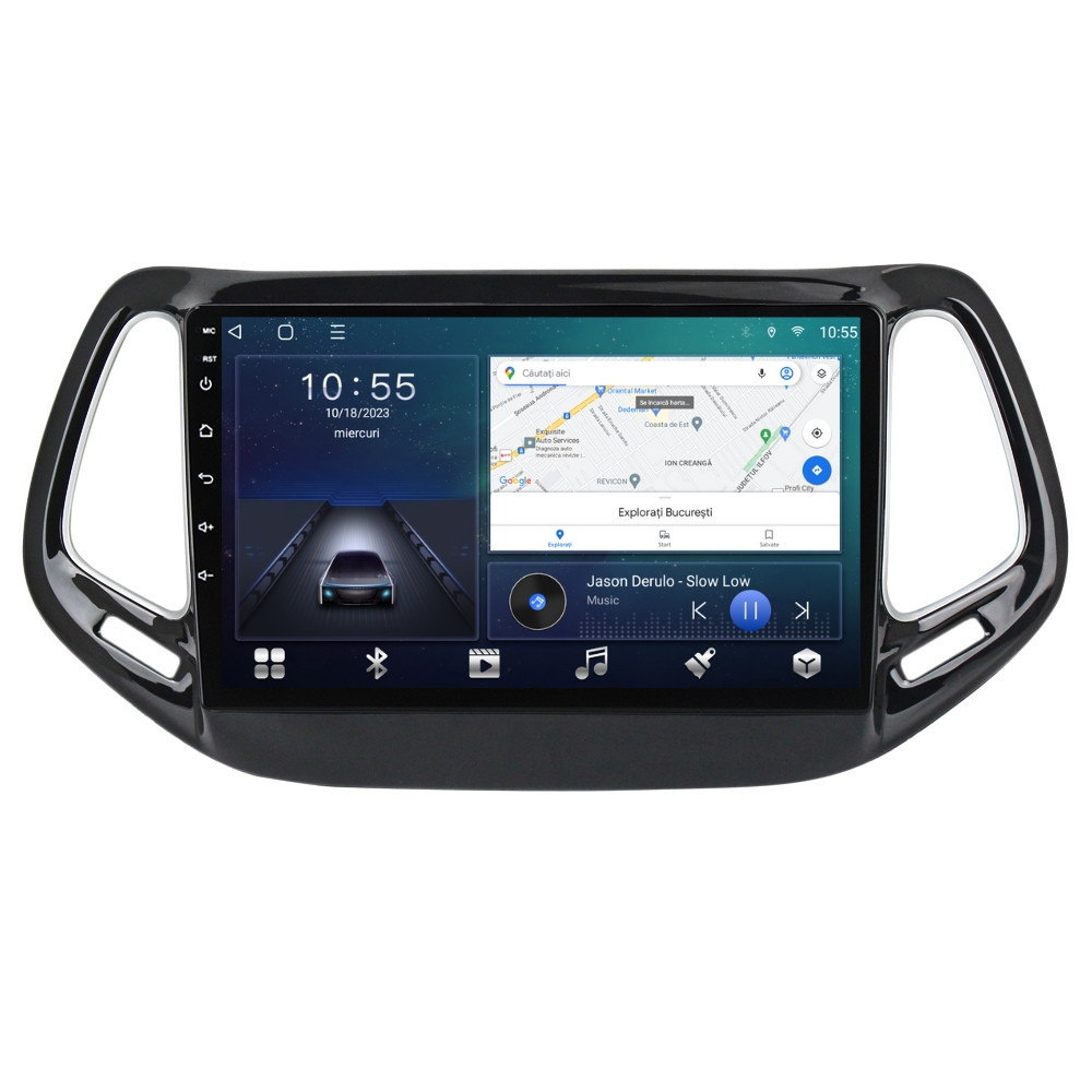 Navigatie dedicata cu Android Jeep Compass II 2016 - 2021, 2GB RAM, Radio GPS Dual Zone, Display HD QLED 10