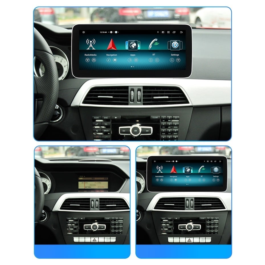 Navigatie dedicata cu Android Mercedes C-Class W204 2011 - 2014 cu navigatie NTG 4.5 / 4.7, 6GB RAM, Radio GPS Dual Zone, Display QLED 12.3