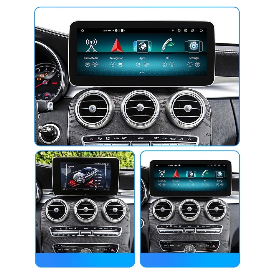 Navigatie dedicata cu Android Mercedes C-Class W205 2014 - 2018 cu navigatie NTG 5 / 5.1, 6GB RAM, Radio GPS Dual Zone, Display QLED 12.3