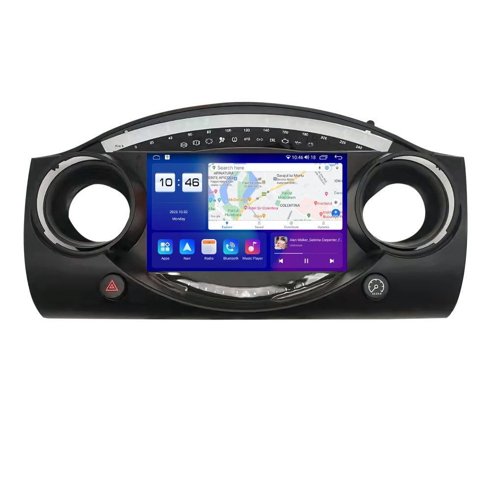 Navigatie dedicata cu Android Mini Cooper / One (R50, R52, R53) 2001 - 2008, 4GB RAM, Radio GPS Dual Zone, Display 2K QLED 9.5