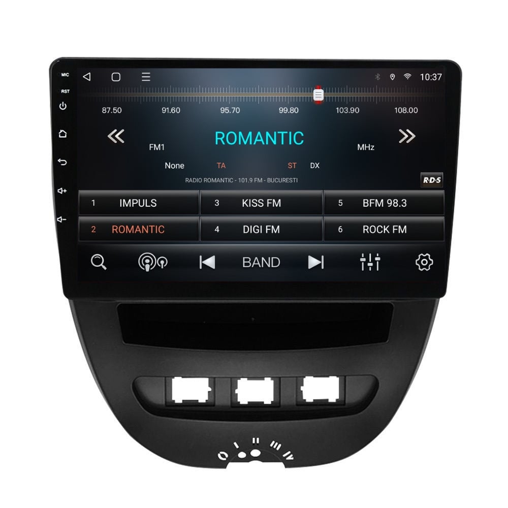 Navigatie dedicata cu Android Peugeot 107 2005 - 2014, 2GB RAM, Radio GPS Dual Zone, Display HD QLED 10