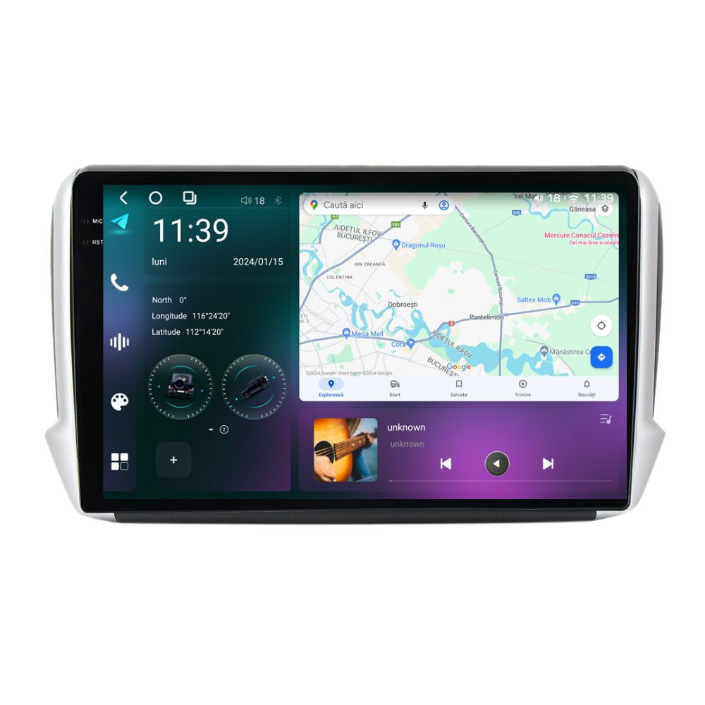 Navigatie dedicata cu Android Peugeot 2008 I 2013 - 2019, 12GB RAM, Radio GPS Dual Zone, Display 2K QLED 10.36