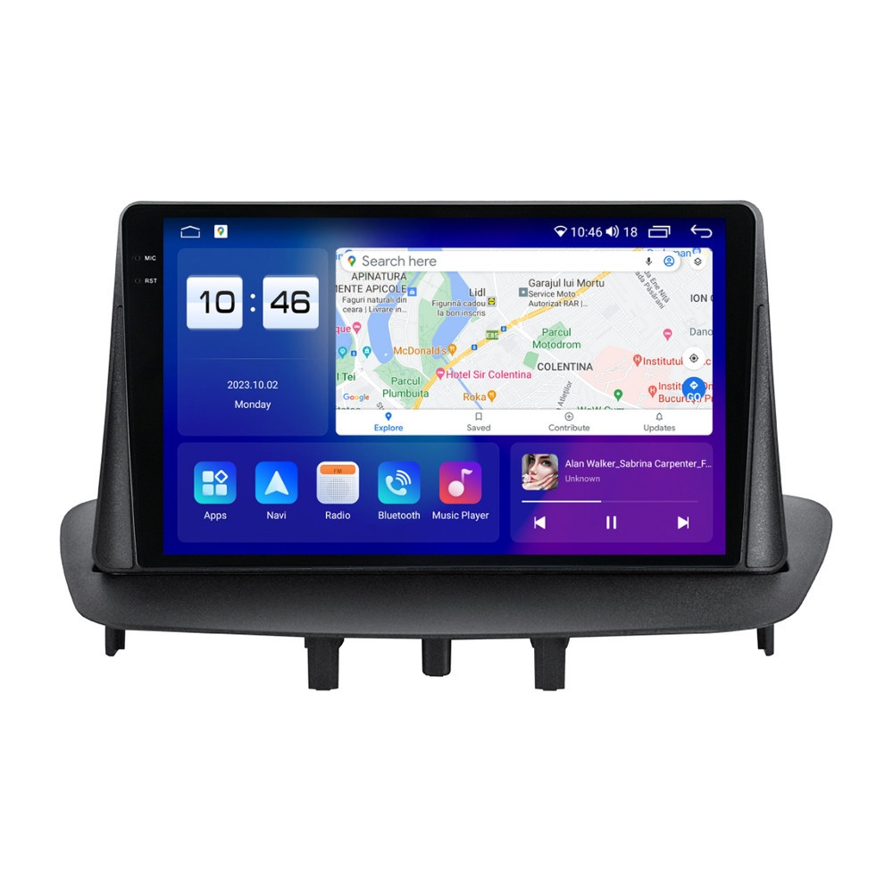 Navigatie dedicata cu Android Renault Megane III 2009 - 2016, 8GB RAM, Radio GPS Dual Zone, Display 2K QLED 9.5