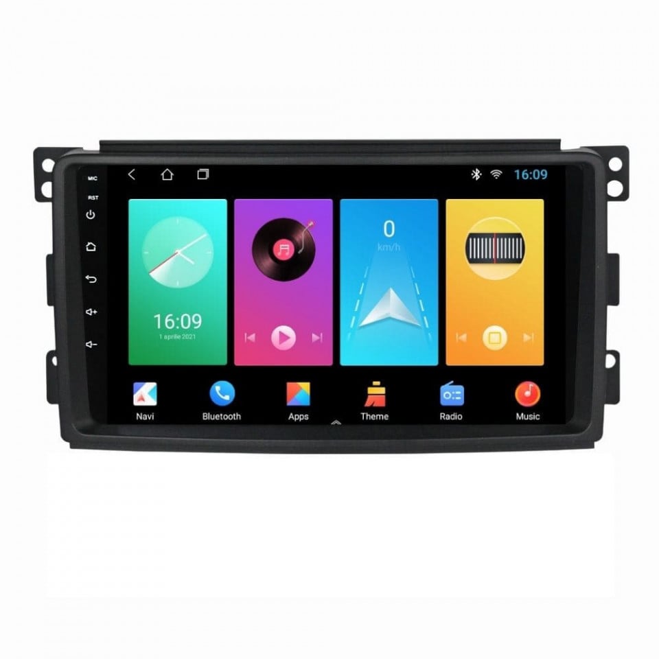 Navigatie dedicata cu Android Smart Fortwo 2007 - 2010, 1GB RAM, Radio GPS Dual Zone, Display HD IPS 9