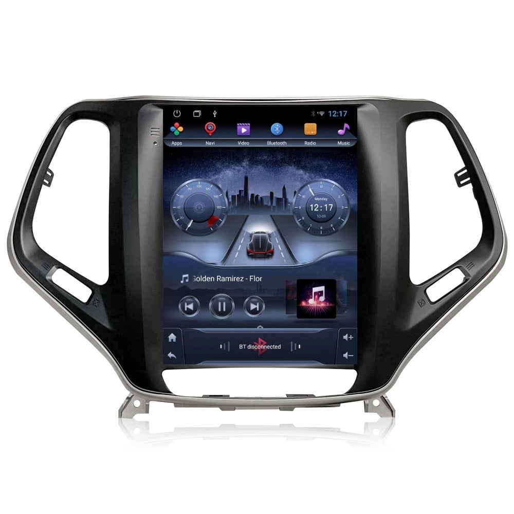 Navigatie dedicata cu Android tip tesla Jeep Cherokee V 2014 - 2019, 2GB RAM, Radio GPS Dual Zone, Touchscreen IPS 9.7