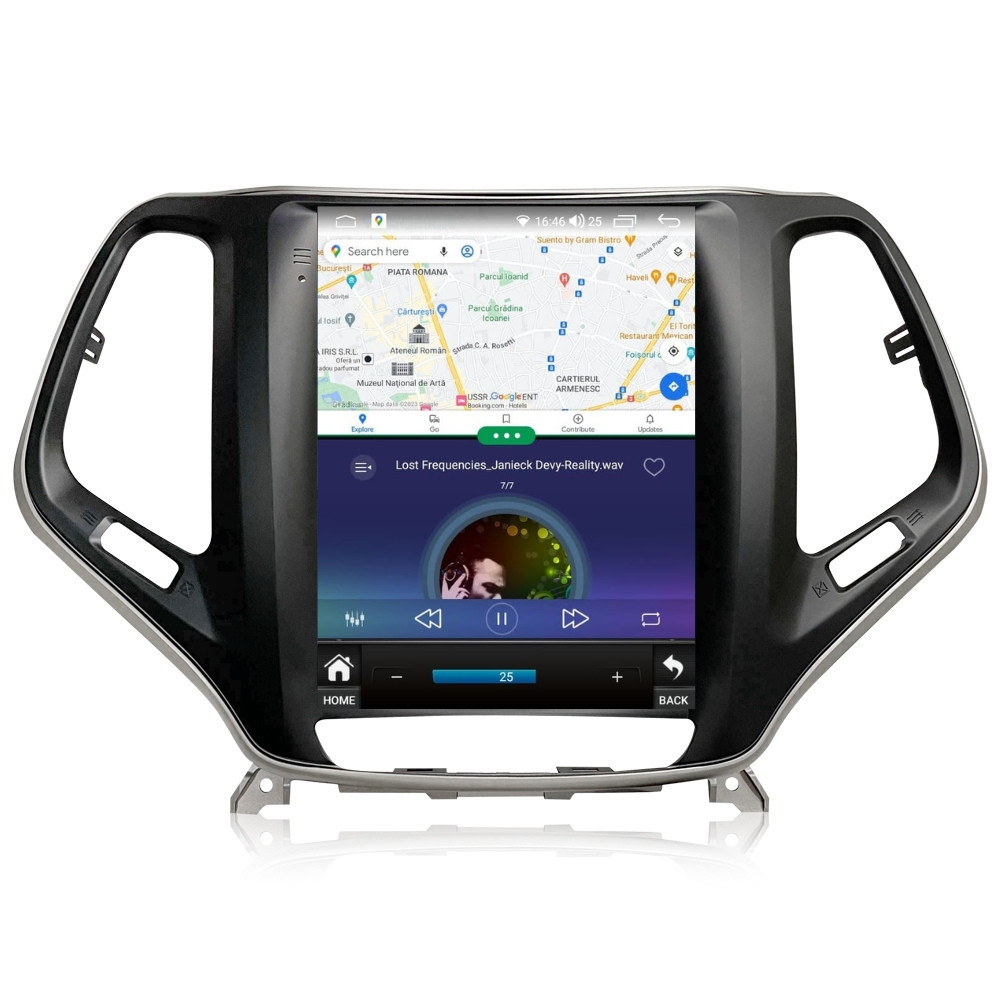 Navigatie dedicata cu Android tip tesla Jeep Cherokee V 2014 - 2019, 8GB RAM, Radio GPS Dual Zone, Touchscreen IPS 9.7