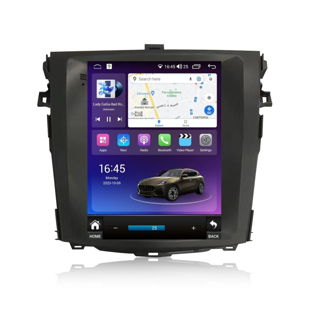 Navigatie dedicata cu Android tip tesla Toyota Corolla 2007 - 2013, 8GB RAM, Radio GPS Dual Zone, Touchscreen IPS 9.7