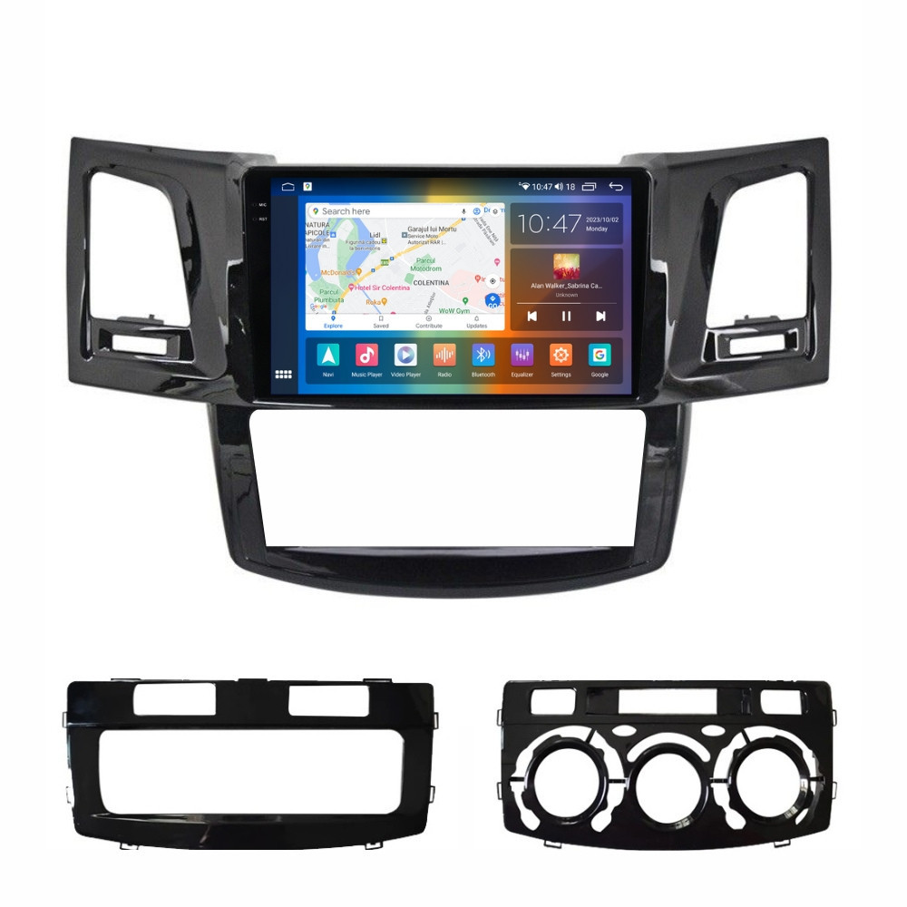 Navigatie dedicata cu Android Toyota Hilux VII 2004 - 2015, 4GB RAM, Radio GPS Dual Zone, Display 2K QLED 9.5