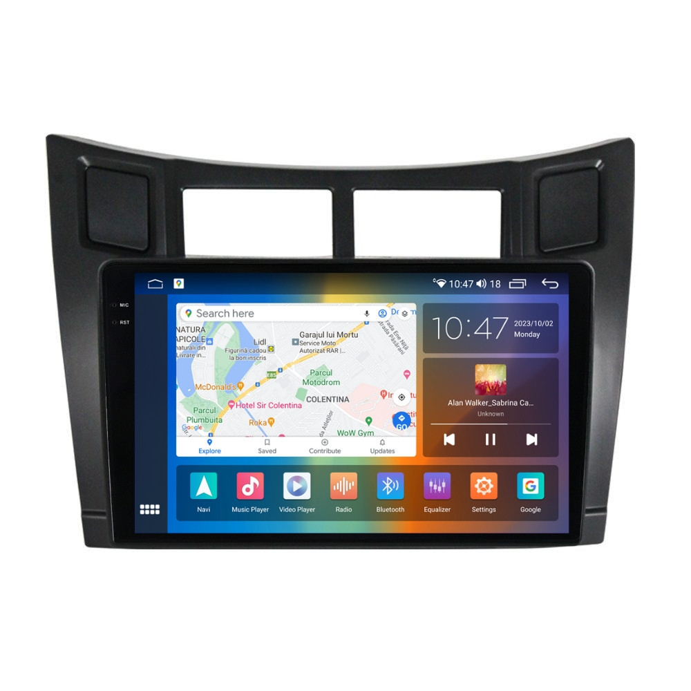 Navigatie dedicata cu Android Toyota Yaris 2006 - 2011, 4GB RAM, Radio GPS Dual Zone, Display 2K QLED 9.5