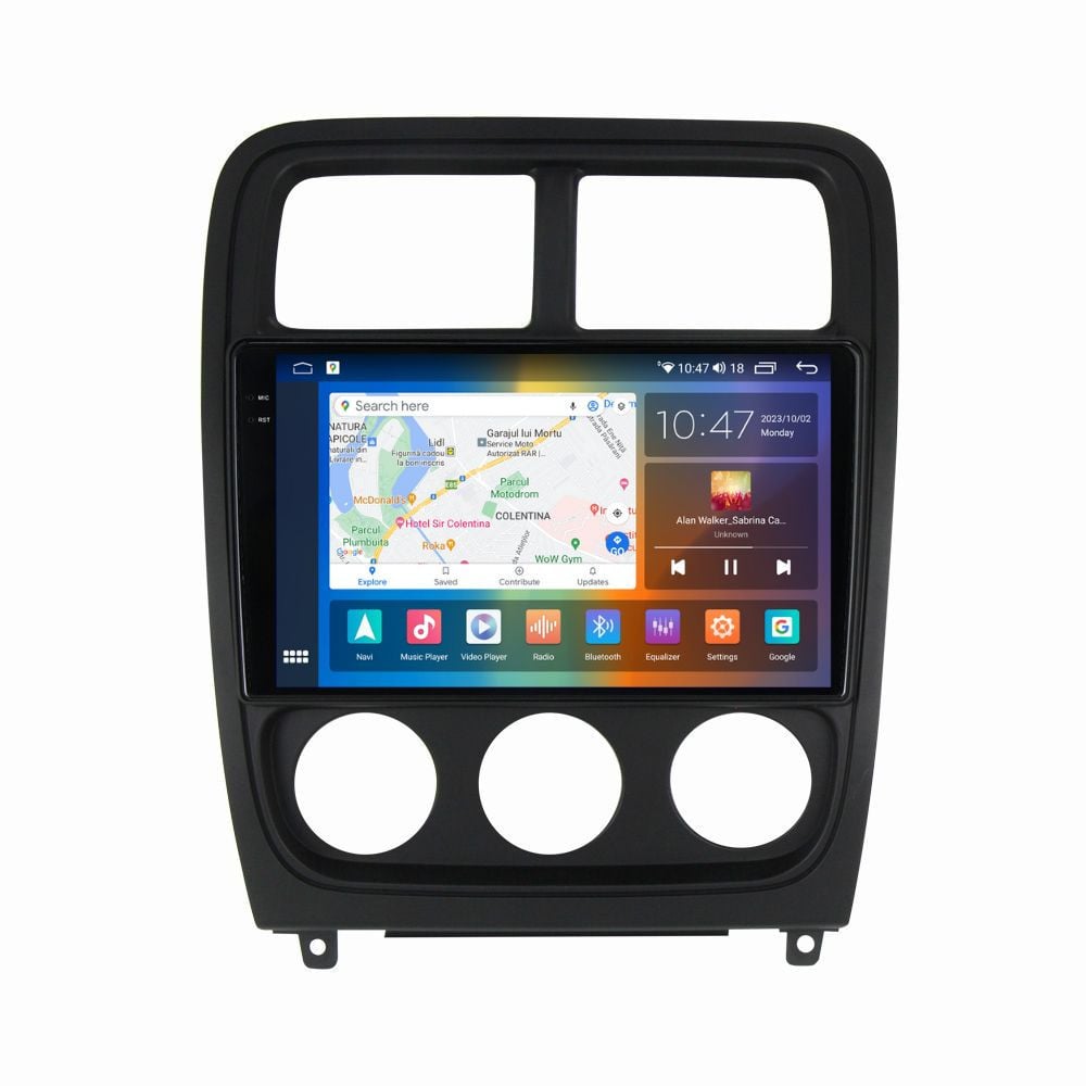 Navigatie dedicata cu Android Dodge Caliber 2010 - 2012, 4GB RAM, Radio GPS Dual Zone, Display 2K QLED 9.5