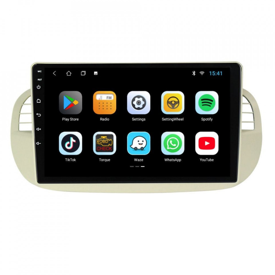 Navigatie dedicata cu Android Fiat 500 2007 - 2015, gri, 1GB RAM, Radio GPS Dual Zone, Display HD IPS 9