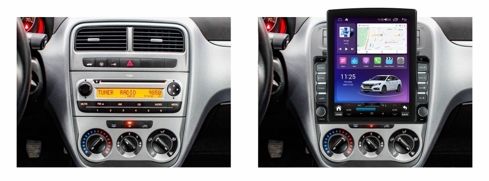 Navigatie dedicata cu Android Fiat Punto 199 / Grande Punto 2005 - 2010, 8GB RAM, Radio GPS Dual Zone, Touchscreen IPS 9.7