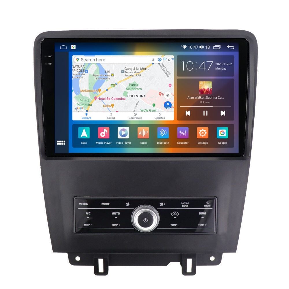 Navigatie dedicata cu Android Ford Mustang 2009 - 2014, 8GB RAM, Radio GPS Dual Zone, Display 2K QLED 10.36