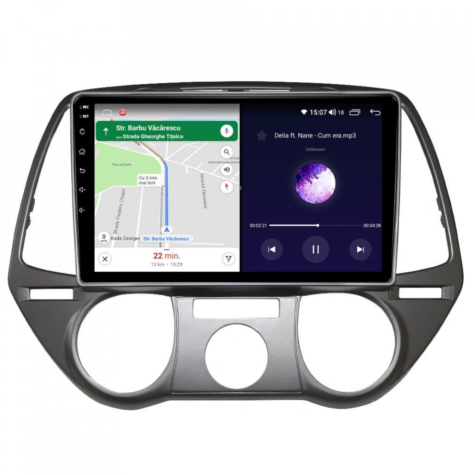 Navigatie dedicata cu Android Hyundai i20 2008 - 2012, clima manuala, 6GB RAM, Radio GPS Dual Zone, Display HD QLED 9" Touchscreen, Internet Wi-Fi si slot SIM 4G, Bluetooth, MirrorLink, USB - Imagine 6