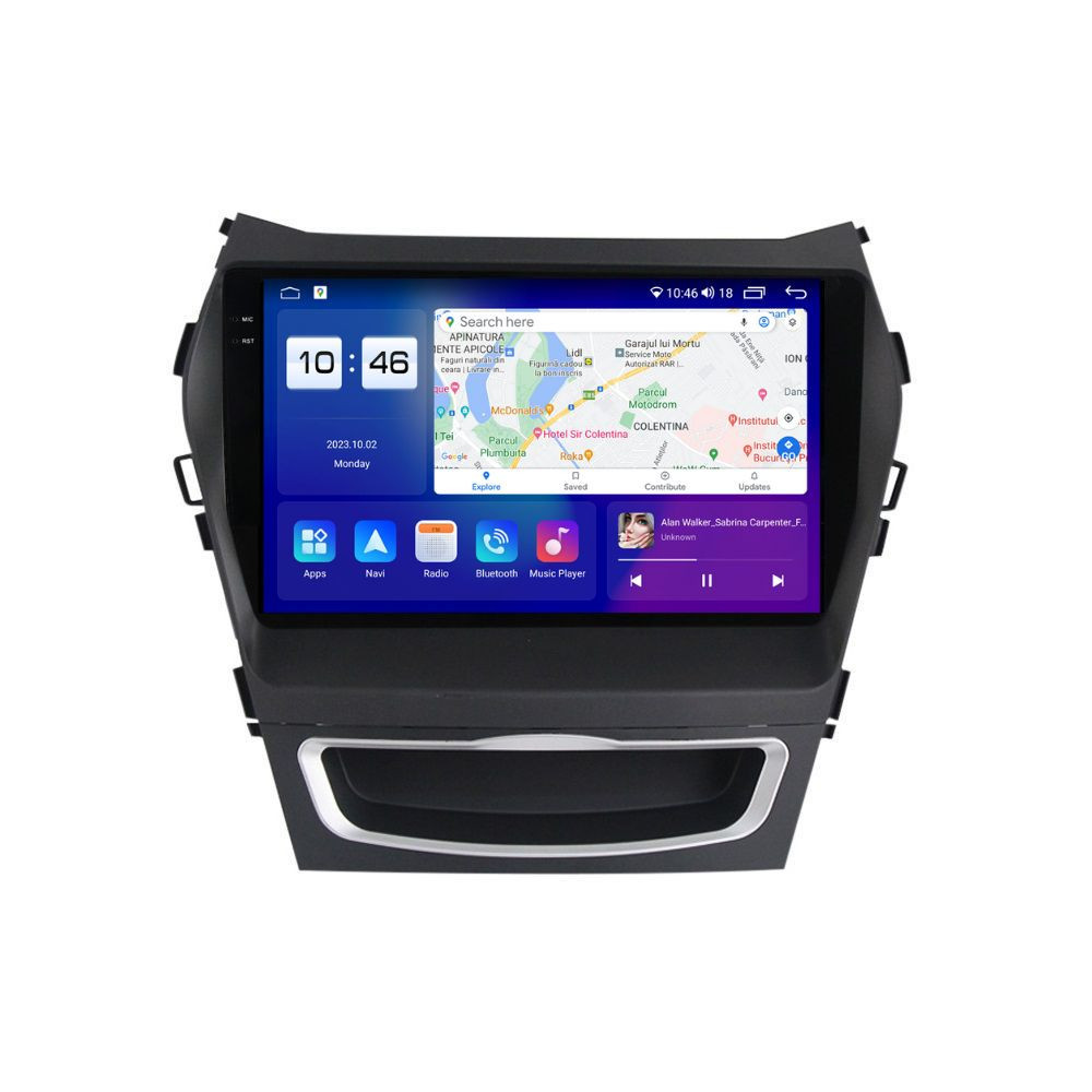 Navigatie dedicata cu Android Hyundai Santa Fe III / Grand Santa Fe 2012 - 2018, 8GB RAM, Radio GPS Dual Zone, Display 2K QLED 9.5