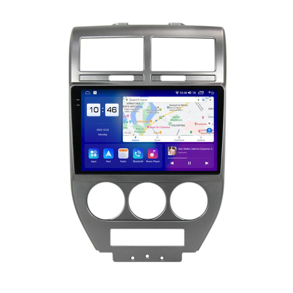 Navigatie dedicata cu Android Jeep Compass I 2006 - 2010, 4GB RAM, Radio GPS Dual Zone, Display 2K QLED 10.36