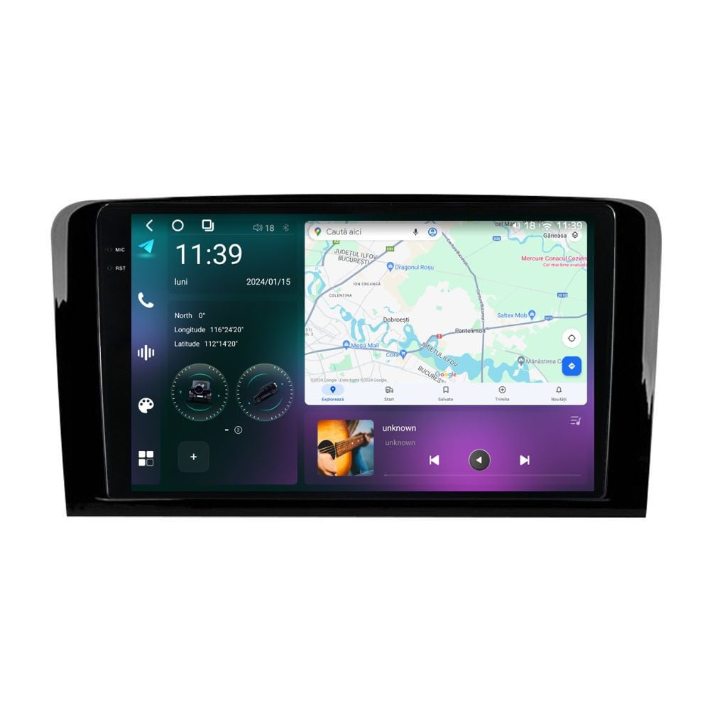 Navigatie dedicata cu Android Mercedes M-Class ML W164 2005 - 2012, 12GB RAM, Radio GPS Dual Zone, Display 2K QLED 9.5