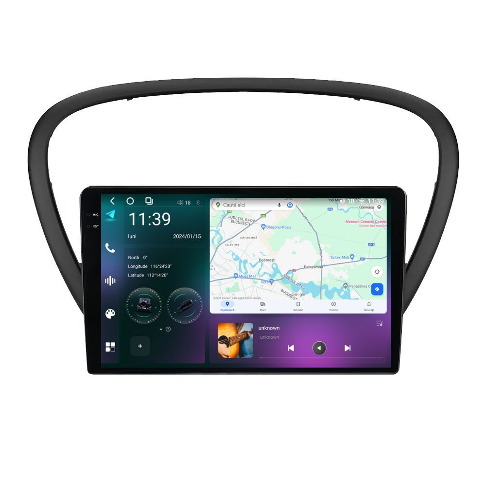 Navigatie dedicata cu Android Peugeot 607 2004 - 2011, 12GB RAM, Radio GPS Dual Zone, Display 2K QLED 9.5