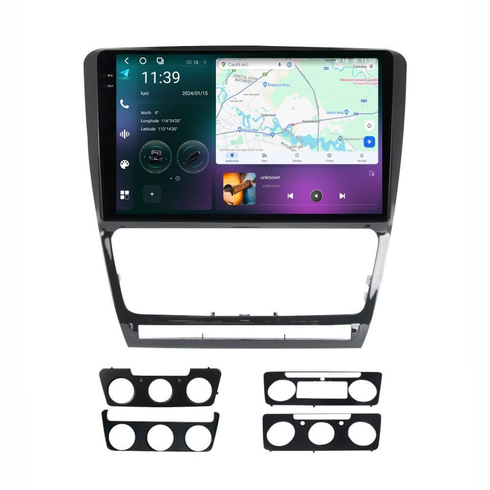 Navigatie dedicata cu Android Skoda Octavia II 2009 - 2013, negru, 12GB RAM, Radio GPS Dual Zone, Display 2K QLED 10.36