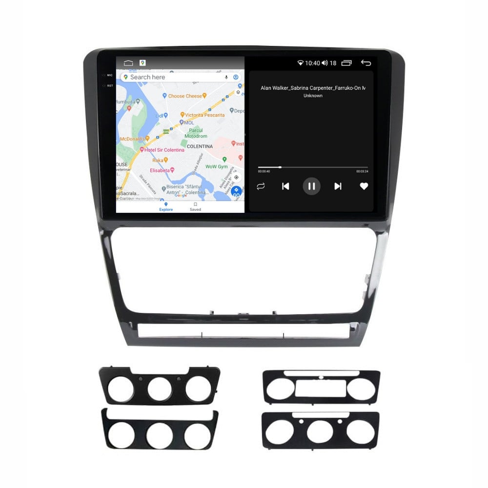 Navigatie dedicata cu Android Skoda Octavia II 2009 - 2013, negru, 4GB RAM, Radio GPS Dual Zone, Display 2K QLED 10.36