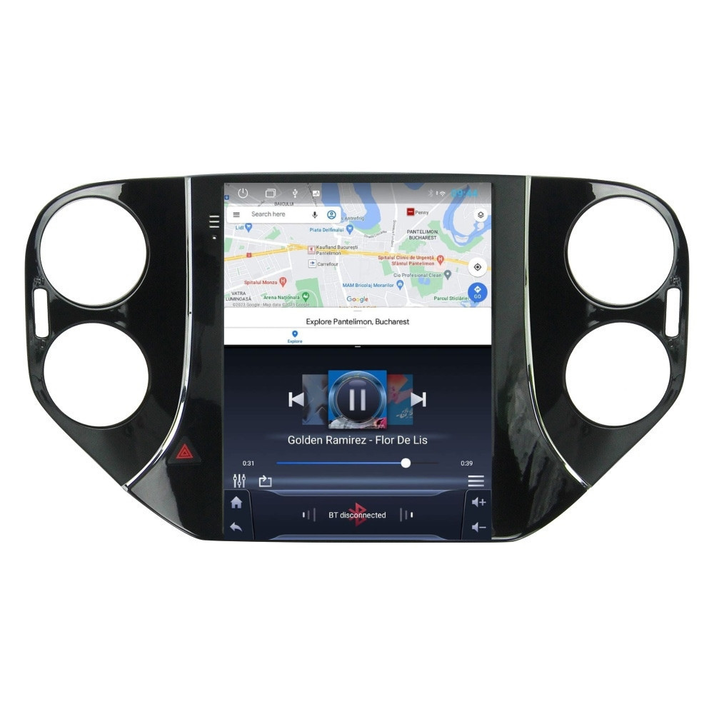 Navigatie dedicata cu Android tip tesla VW Tiguan I 2007 - 2012, 2GB RAM, Radio GPS Dual Zone, Touchscreen IPS 9.7