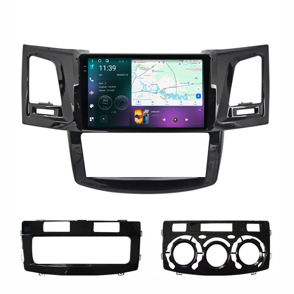 Navigatie dedicata cu Android Toyota Hilux VII 2004 - 2015, 12GB RAM, Radio GPS Dual Zone, Display 2K QLED 9.5