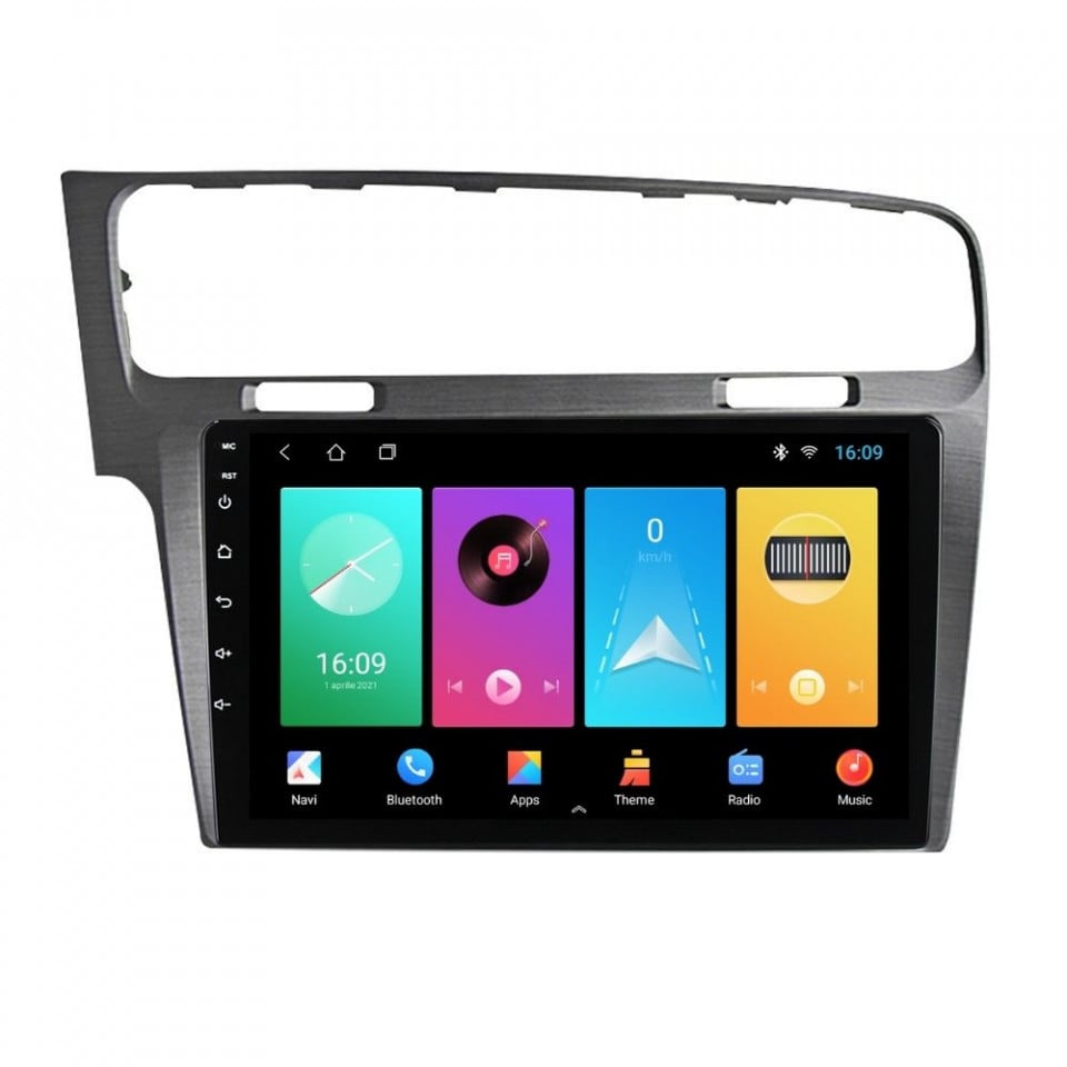 Navigatie dedicata cu Android VW Golf VII 2012 - 2019, argintiu, 1GB RAM, Radio GPS Dual Zone, Display HD IPS 10