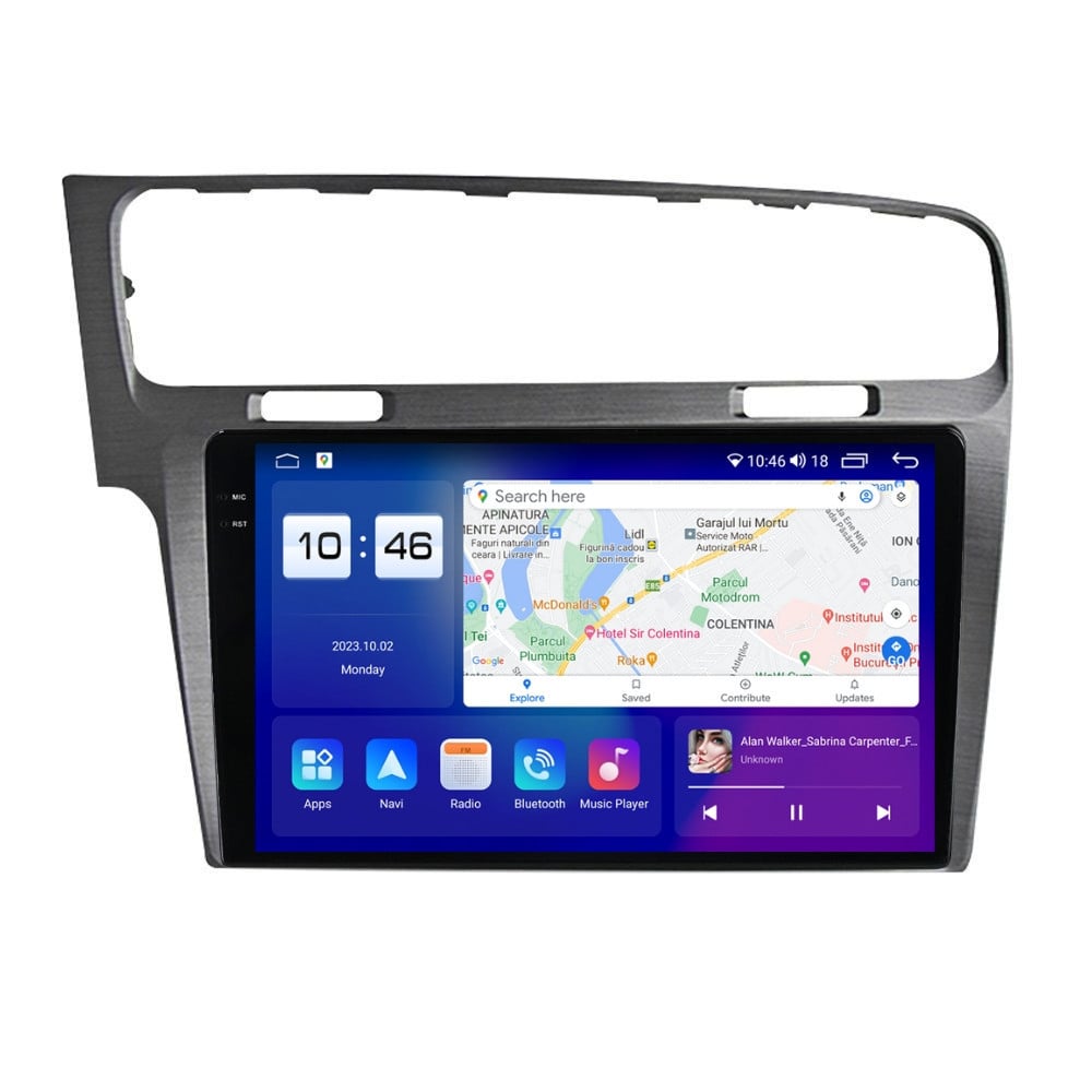 Navigatie dedicata cu Android VW Golf VII 2012 - 2019, argintiu, 4GB RAM, Radio GPS Dual Zone, Display 2K QLED 10.36