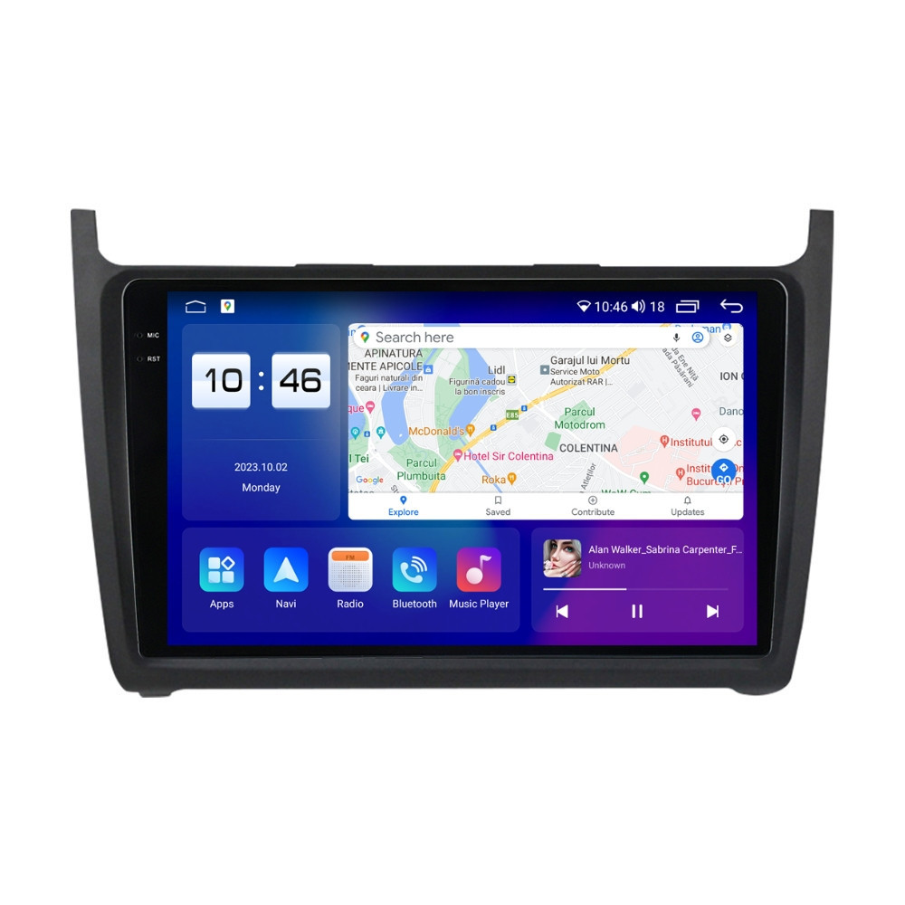 Navigatie dedicata cu Android VW Polo 6R 2009 - 2018, 4GB RAM, Radio GPS Dual Zone, Display 2K QLED 9.5