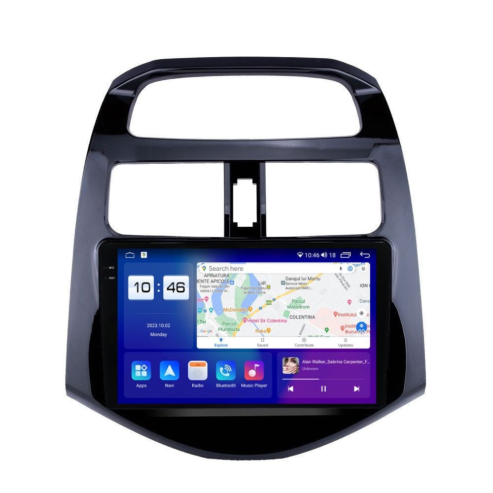 Navigatie dedicata cu Android Chevrolet Spark 2009 - 2015, 8GB RAM, Radio GPS Dual Zone, Display 2K QLED 9.5