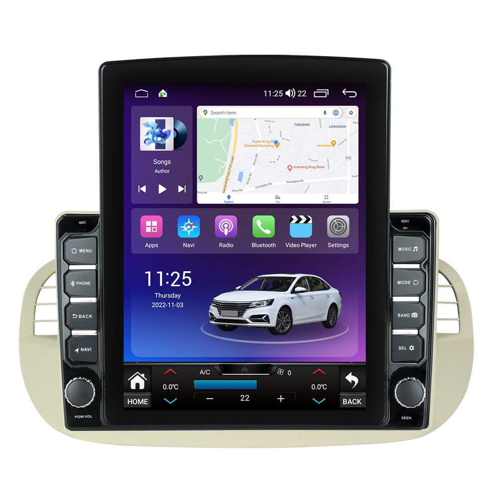 Navigatie dedicata cu Android Fiat 500 2007 - 2015, gri, 4GB RAM, Radio GPS Dual Zone, Touchscreen IPS 9.7