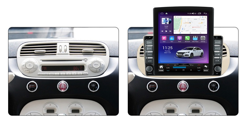 Navigatie dedicata cu Android Fiat 500 2007 - 2015, gri, 4GB RAM, Radio GPS Dual Zone, Touchscreen IPS 9.7