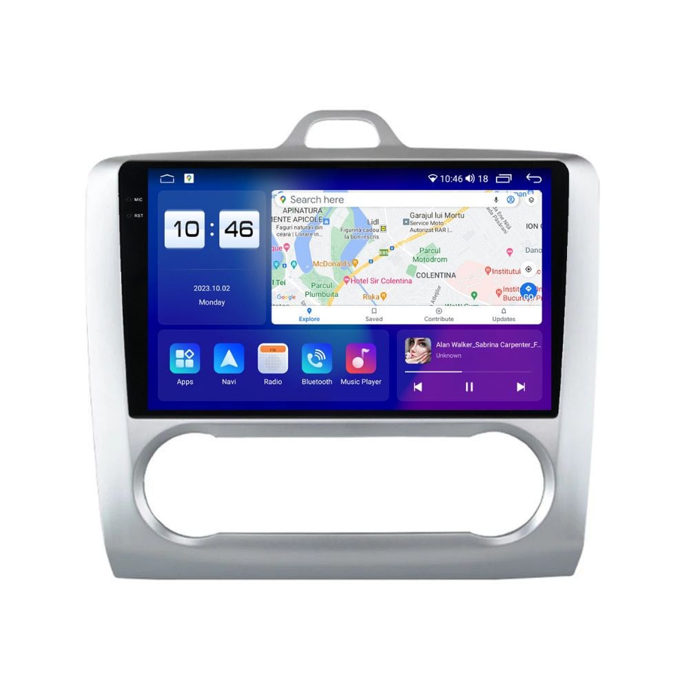 Navigatie dedicata cu Android Ford Focus II 2004 - 2011, clima automata, 4GB RAM, Radio GPS Dual Zone, Display 2K QLED 9.5