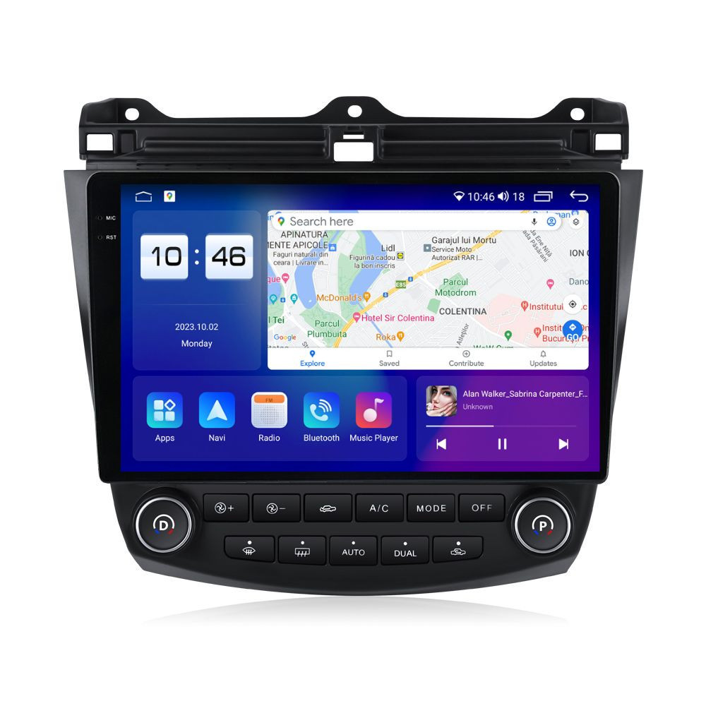 Navigatie dedicata cu Android Honda Accord VII 2003 - 2008 benzina, 4GB RAM, Radio GPS Dual Zone, Display 2K QLED 10.36