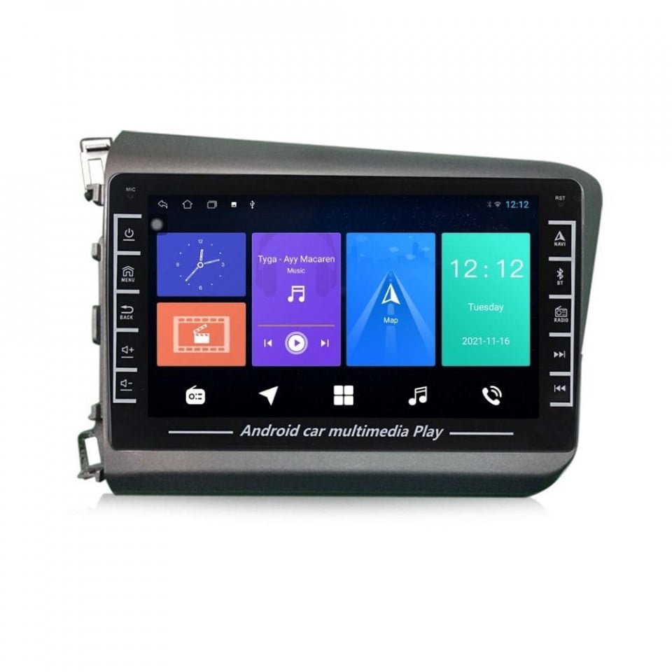 Navigatie dedicata cu Android Honda Civic IX Sedan 2011 - 2015, 1GB RAM, Radio GPS Dual Zone, Display HD IPS 8