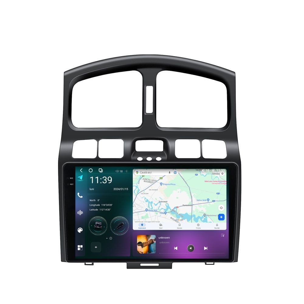 Navigatie dedicata cu Android Hyundai Santa Fe I 2000 - 2006, 12GB RAM, Radio GPS Dual Zone, Display 2K QLED 9.5