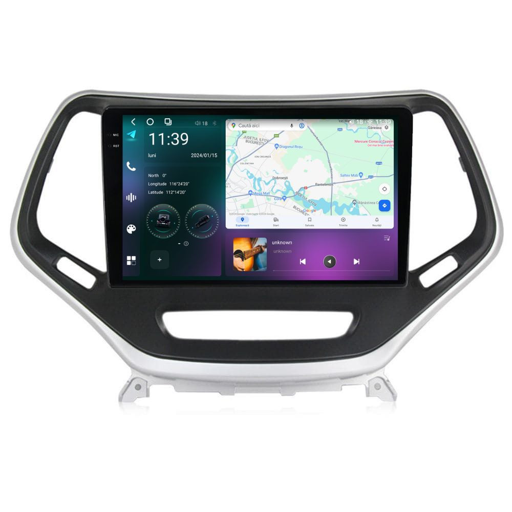 Navigatie dedicata cu Android Jeep Cherokee V 2014 - 2019, 12GB RAM, Radio GPS Dual Zone, Display 2K QLED 10.36