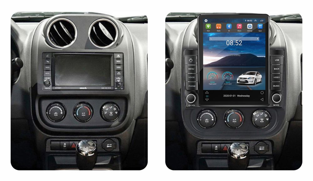 Navigatie dedicata cu Android Jeep Compass I 2011 - 2016, 2GB RAM, Radio GPS Dual Zone, Touchscreen IPS 9.7