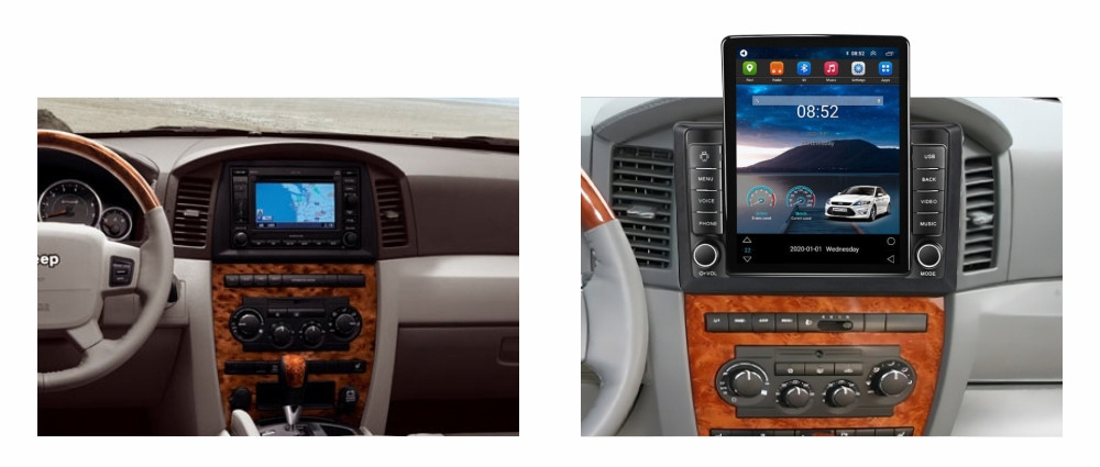 Navigatie dedicata cu Android Jeep Grand Cherokee III 2004 - 2007 cu navigatie originala, 1GB RAM, Radio GPS Dual Zone, Touchscreen IPS 9.7