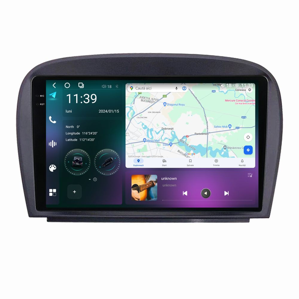 Navigatie dedicata cu Android Mercedes SL R230 2001 - 2012, 12GB RAM, Radio GPS Dual Zone, Display 2K QLED 9.5