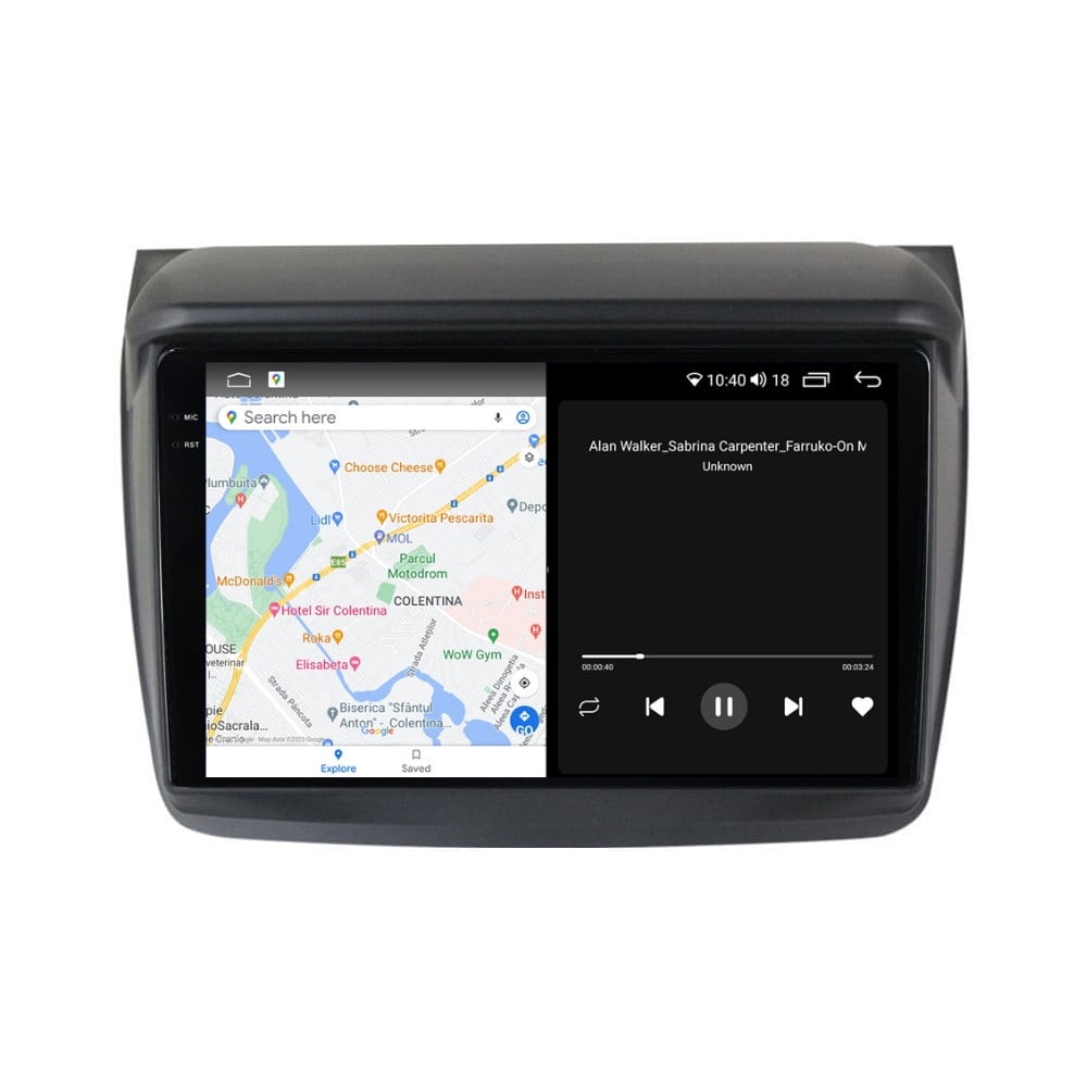 Navigatie dedicata cu Android Mitsubishi L200 2005 - 2015, 8GB RAM, Radio GPS Dual Zone, Display 2K QLED 9.5