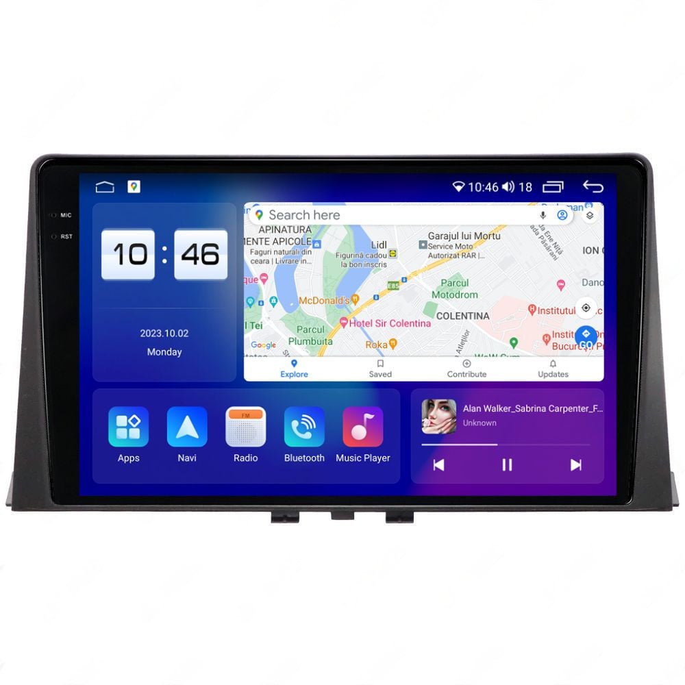 Navigatie dedicata cu Android Peugeot Partner dupa 2018, 8GB RAM, Radio GPS Dual Zone, Display 2K QLED 10.36