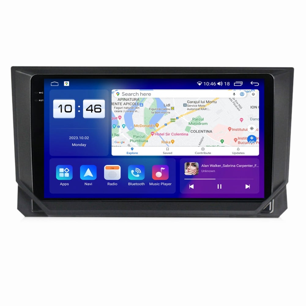 Navigatie dedicata cu Android Seat Arona 2017 - 2022, 8GB RAM, Radio GPS Dual Zone, Display 2K QLED 9.5