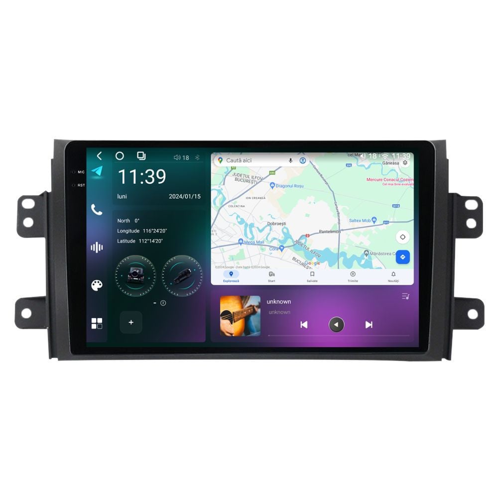 Navigatie dedicata cu Android Suzuki SX4 2006 - 2014, 12GB RAM, Radio GPS Dual Zone, Display 2K QLED 9.5