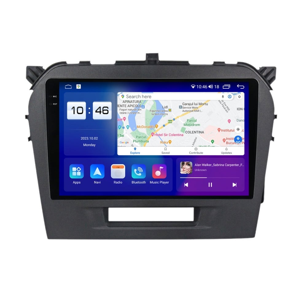 Navigatie dedicata cu Android Suzuki Vitara dupa 2015, 4GB RAM, Radio GPS Dual Zone, Display 2K QLED 9.5