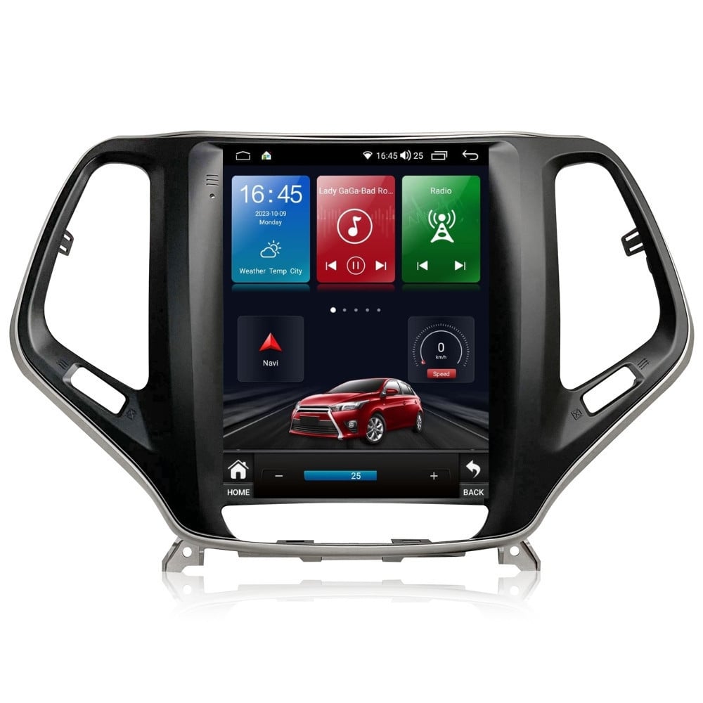 Navigatie dedicata cu Android tip tesla Jeep Cherokee V 2014 - 2019, 4GB RAM, Radio GPS Dual Zone, Touchscreen IPS 9.7