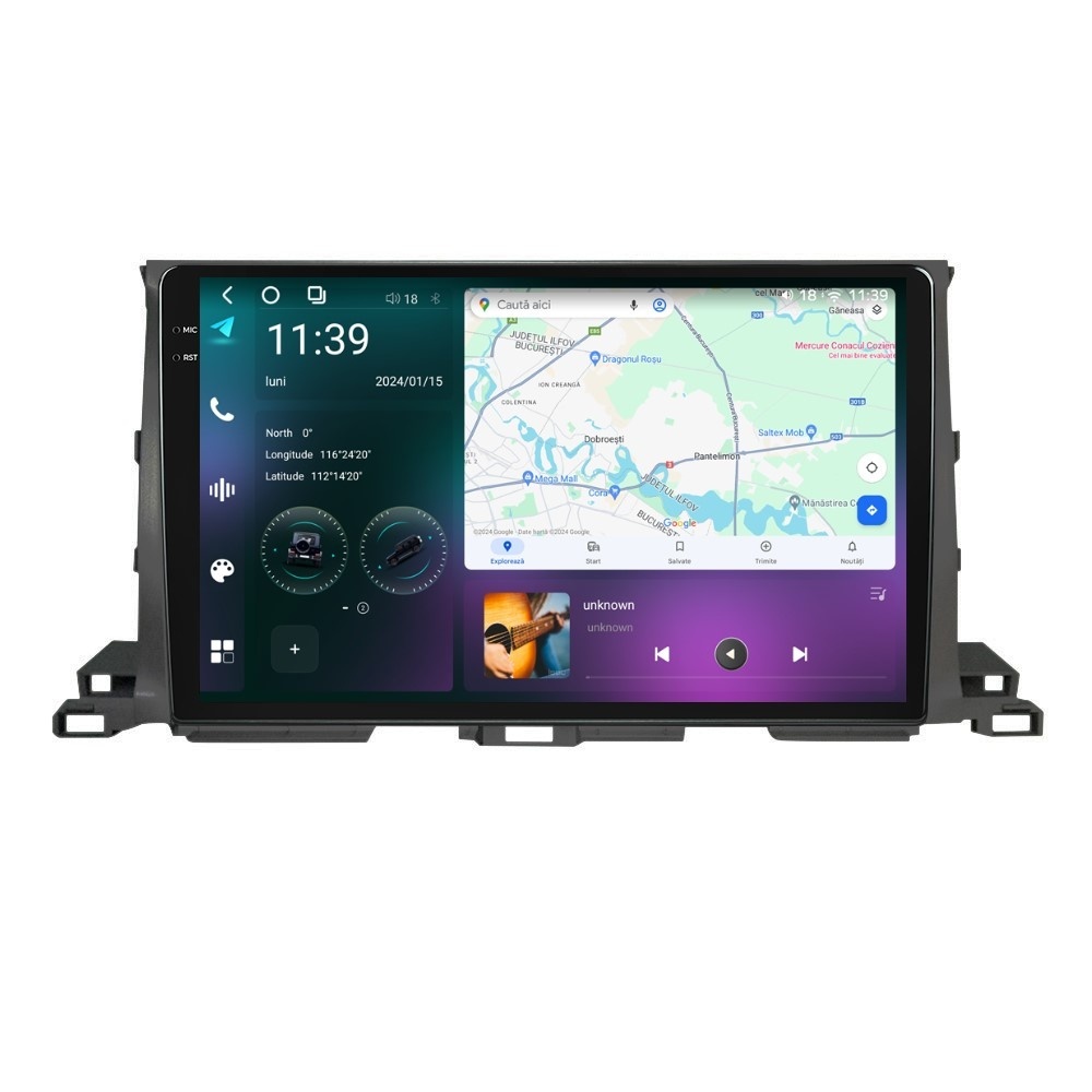 Navigatie dedicata cu Android Toyota Highlander 2013 - 2021, 12GB RAM, Radio GPS Dual Zone, Display 2K QLED 10.36