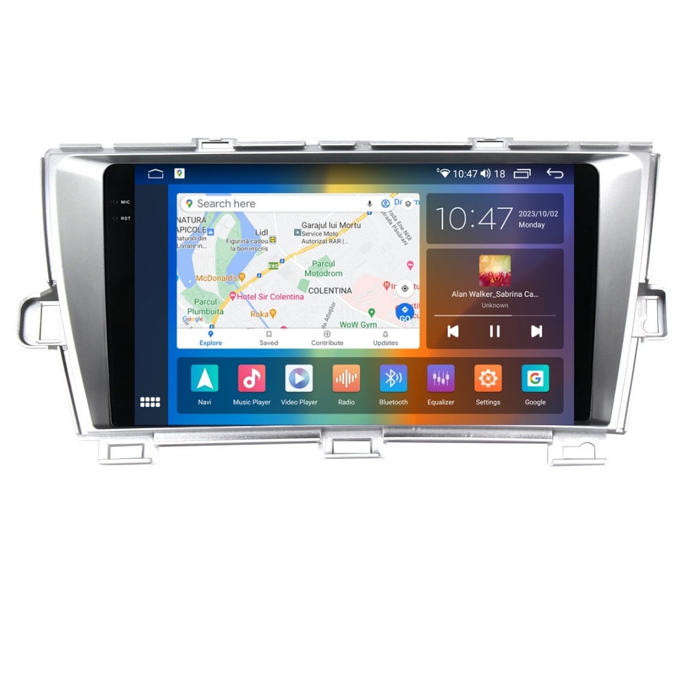 Navigatie dedicata cu Android Toyota Prius 2009 - 2015, 4GB RAM, Radio GPS Dual Zone, Display 2K QLED 9.5