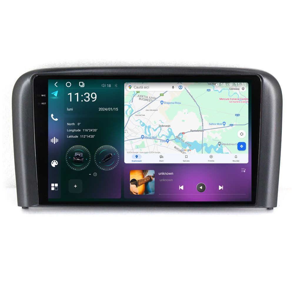 Navigatie dedicata cu Android Volvo S80 I 2004 - 2006, 12GB RAM, Radio GPS Dual Zone, Display 2K QLED 9.5